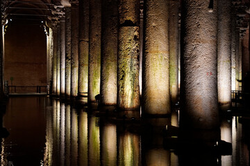 ISTANBUL, TURKEY - JANUARY 9, 2024: Basilica Cistern of Istanbul, the largest ancient cistern of...