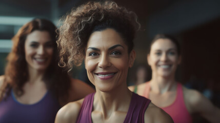 Fototapeta premium portrait mature women in the gym looking at camera and smiling