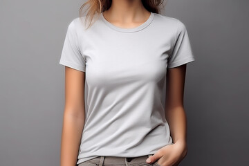Obraz premium Woman in White Tshirt Mockup created with Generative AI
