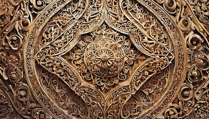 thai art pattern.a visually rich illustration that pays homage to traditional wood carving, showcasing the intricate patterns and textures that make this art form so culturally significant. 