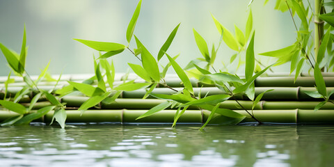 Bamboo stalks on water stock photo

