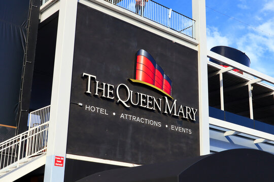 Long Beach, California: Queen Mary Ship. Retired British ocean liner transformed into a museum, restaurant and hotel