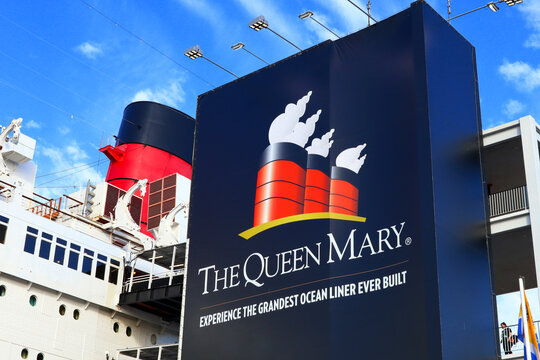 Long Beach, California: Queen Mary Ship. Retired British ocean liner transformed into a museum, restaurant and hotel