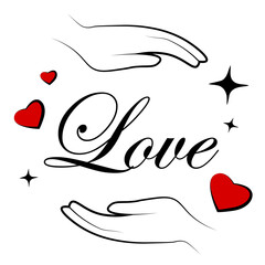 Love is in your hands. Lettering