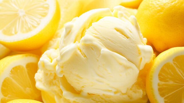 爽やかなレモンのアイスクリームのイメージ背景