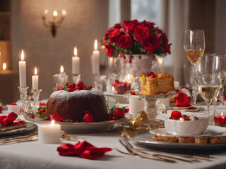 table for a romantic candlelight dinner 
