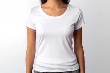 Woman in White Tshirt Mockup created with Generative AI