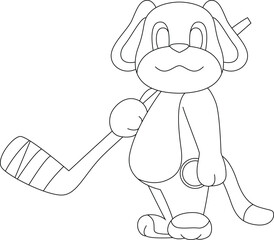Dog Ice hockey Ice hockey stick Sports Animal Vector Graphic Art Illustration