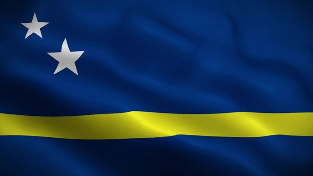 Cura&ccedil;ao flag waving animation, perfect loop, official colors, 4K video