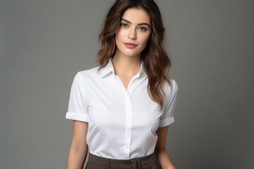 Woman in White Tshirt Mockup created with Generative AI