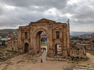 ancient Roman structures in Jerash city,Gerasa, Jordan, hippodrom, amphiteatre,theatres and columns...