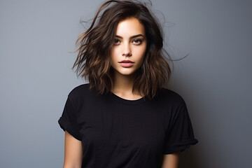 Fototapeta premium Woman in White Tshirt Mockup created with Generative AI