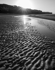Cliffs on Omaha beach near Vierville sur Mer on a summer morning