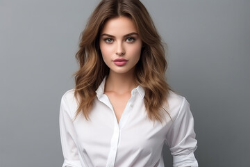 Obraz premium Woman in White Tshirt Mockup created with Generative AI