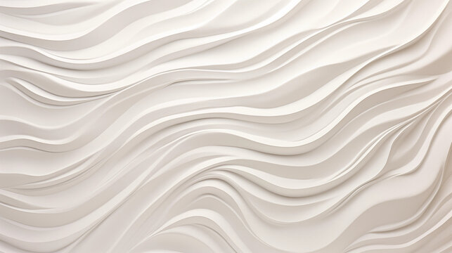 Fond d'un mur blanc, texturé et matière, vague en mouvement. Ambiance claire. Arrière-plan pour conception et création graphique.