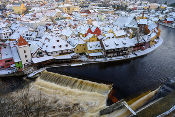 Cesky krumlov, castle, mansion, history, architecture, houses, river, vltava, city, czech republic, rooftops, blue sky, sunset, night