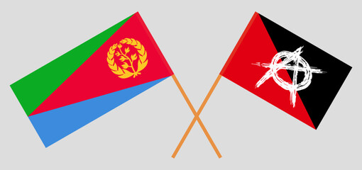 Crossed flags of Eritrea and anarchy. Official colors. Correct proportion