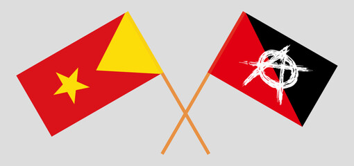 Crossed flags of Tigray and anarchy. Official colors. Correct proportion