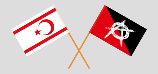 Crossed flags of Northern Cyprus and anarchy. Official colors. Correct proportion