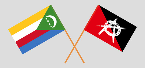 Crossed flags of the Comoros and anarchy. Official colors. Correct proportion