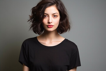 Fototapeta premium Woman in White Tshirt Mockup created with Generative AI