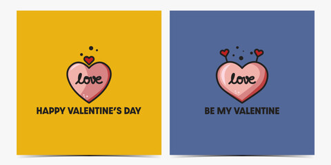 Fototapeta na wymiar Set of minimalistic Valentine's Day greeting cards, posters, templates, labels, flyers in vibrant colors