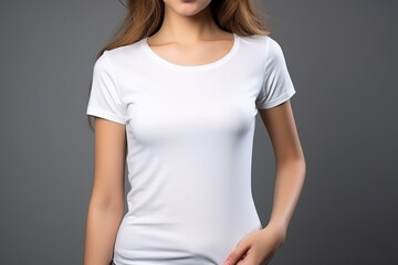 Obraz premium Woman in White Tshirt Mockup created with Generative AI