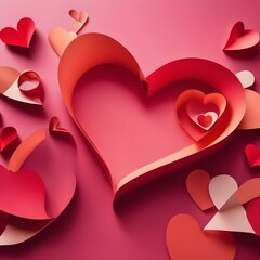 Valentines day greeting background in papercut realistic style