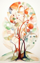 Abstract tree in watercolor painted style. Arbor day holiday concept - a holiday celebrating trees. Beautiful nature concept.