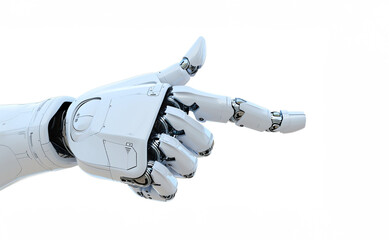 Isolated robotic arm showing okay sign on white background