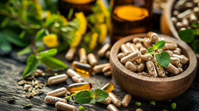 Alternative medicine herbal organic capsules from
