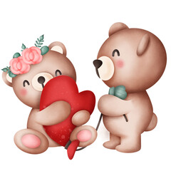 Valentine Day Teddy Bear - hug the heart balloon