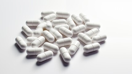 Multiple White Pills on a White Background