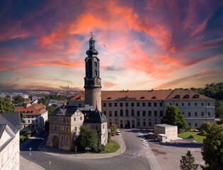old town square country in weimar, thuringia in East Germany - obrazy, fototapety, plakaty