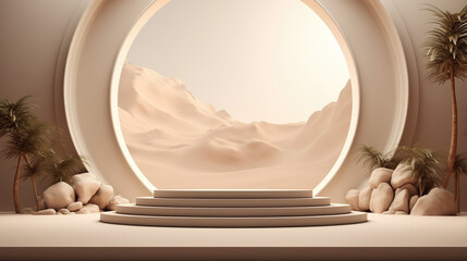 minimal podium product background, Stage showcase for cosmetic product, luxury and simple.