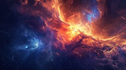 Fototapeta premium Dynamic cosmic event, where celestial forces collide, creating a mesmerizing spectacle that transcends the boundaries of space and time