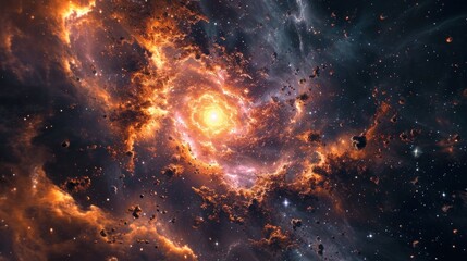 Dynamic cosmic event, where celestial forces collide, creating a mesmerizing spectacle that transcends the boundaries of space and time - obrazy, fototapety, plakaty