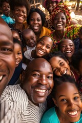 Fototapeta premium A Happy African family taking a selfie