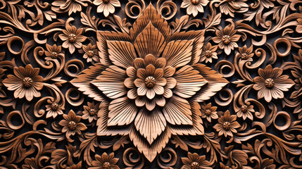 Elegantly designed handmade furniture featuring ornate carvings, drawing inspiration from the classic Baroque, Rococo, and vintage design motifs - obrazy, fototapety, plakaty