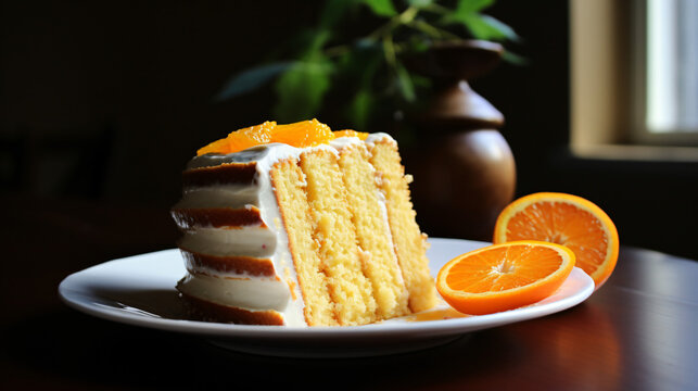 Slice of orange cake