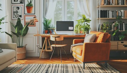 visually appealing image of a well-designed home office space, emphasizing the growing trend of remote work and the need for comfortable and productive work environments, AI