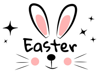 Easter Bunny. Doodle. Lettering. Art