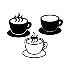 Coffee cup icon set. Cups of coffee tea collection.