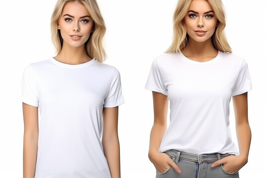 Woman in White Tshirt Mockup created with Generative AI