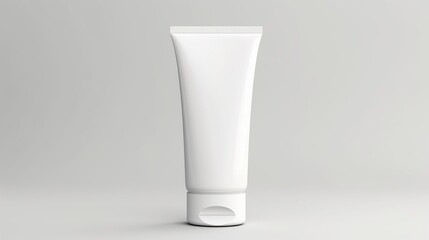 Mockup of a white tube for cream, toothpaste, gel, sauce, paint, glue on a gray background. Packaging collection. - obrazy, fototapety, plakaty