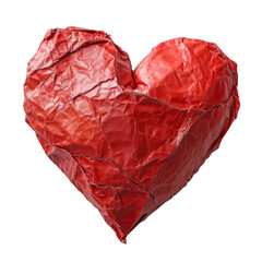 Red paper mache heart isolated