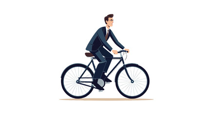 Man in business suit riding bicycle illustration vector