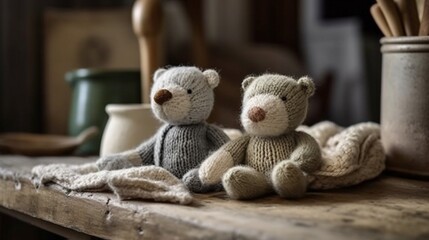Knitted teddy bears 