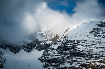 Snow on Mount Canin and Montasio. Spring snow