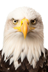 Fototapeta premium Bald eagle portrait studio shot, isolated white background PNG